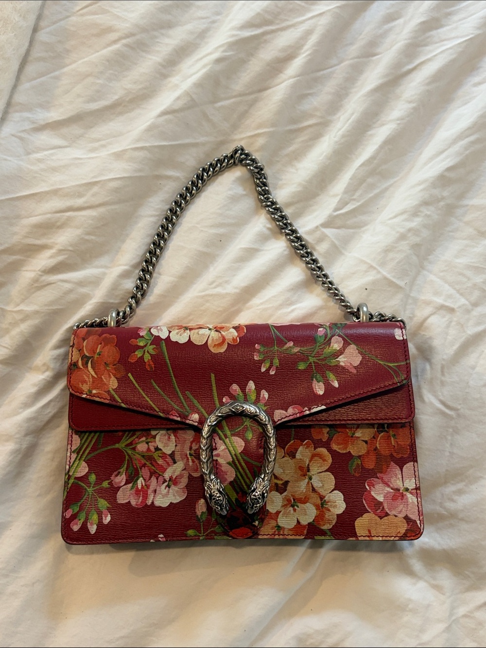 Gucci Dionysus Floral Burgundy Chain-Handle Shoulder Bag medium